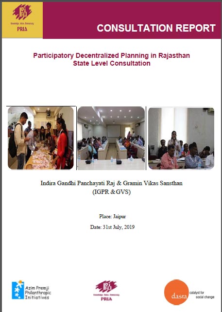 Participatory Decentralized Planning in Rajasthan State Level Consultation