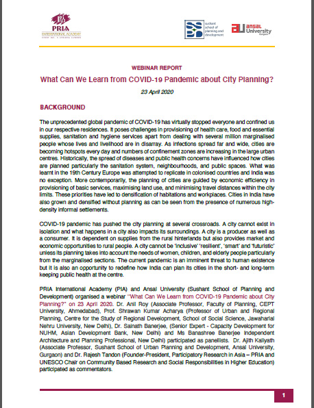 Webinar Report:What Can We Learn from COVID-19 Pandemic about City Planning?