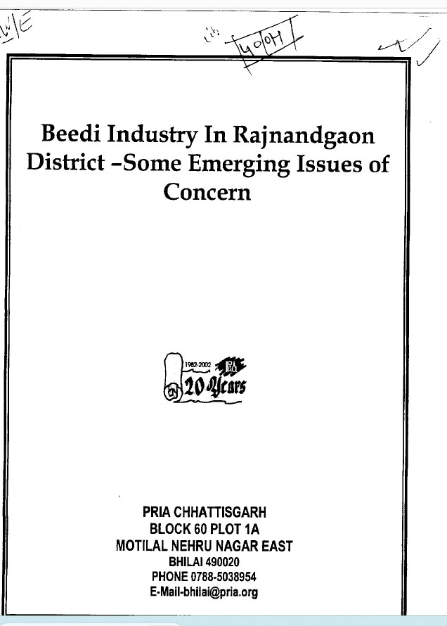Beedi Industry In Rajnandgaon Distric-Some Emerging Issues of Concern